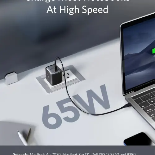 Cargador Celular Anker 715 Nano II 65W USB-C GaN II con PPS, PIQ 3.0 y Enchufe Plegable — imagen 3